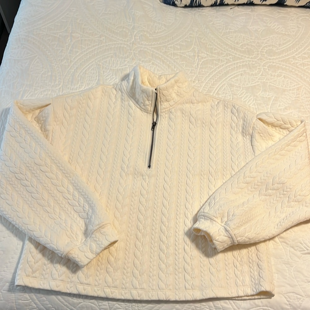 Sanctuary puff shoulder quarter zip